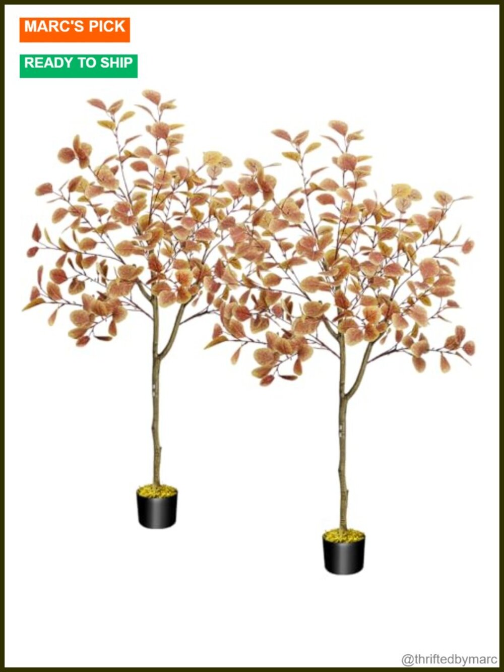 5FT Artificial Fall Eucalyptus Trees 2Pcs Faux Autumn Porch Decor